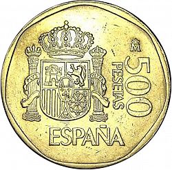 Large Reverse for 500 Pesetas 1988 coin