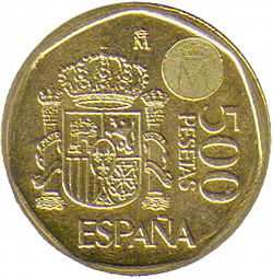 Large Reverse for 500 Pesetas 1999 coin