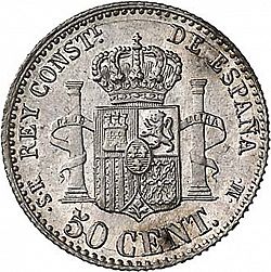Large Reverse for 50 Céntimos 1880 coin