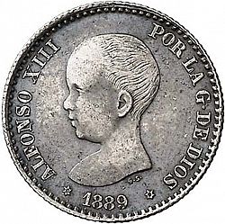Large Obverse for 50 Céntimos 1889 coin