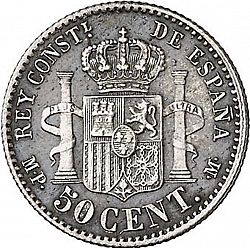 Large Reverse for 50 Céntimos 1889 coin
