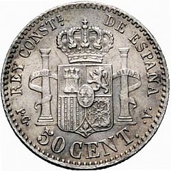 Large Reverse for 50 Céntimos 1894 coin