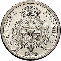 Large Reverse for 50 Céntimos 1926 coin