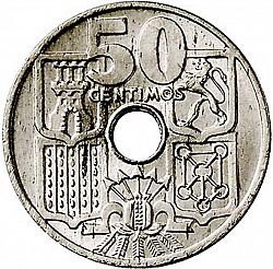 Large Reverse for 50 Céntimos 1949 coin