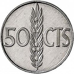 Large Reverse for 50 Céntimos 1966 coin