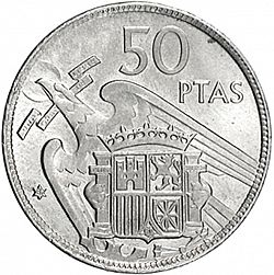 Large Reverse for 50 Pesetas 1957 coin