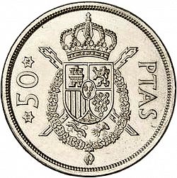 Large Reverse for 50 Pesetas 1975 coin