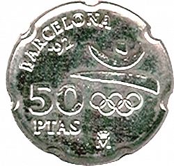 Large Reverse for 50 Pesetas 1992 coin