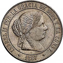 Large Obverse for 5 Céntimos Escudo 1867 coin