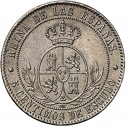 Large Reverse for 5 Céntimos Escudo 1868 coin