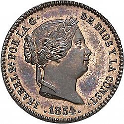 Large Obverse for 5 Céntimos Real 1854 coin