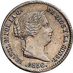 Large Obverse for 5 Céntimos Real 1856 coin