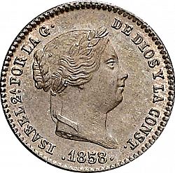 Large Obverse for 5 Céntimos Real 1858 coin