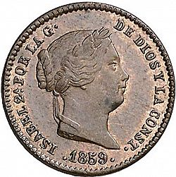 Large Obverse for 5 Céntimos Real 1859 coin