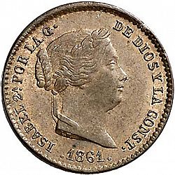 Large Obverse for 5 Céntimos Real 1861 coin