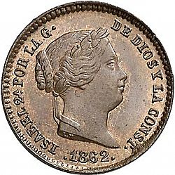 Large Obverse for 5 Céntimos Real 1862 coin