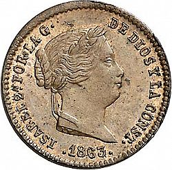 Large Obverse for 5 Céntimos Real 1863 coin