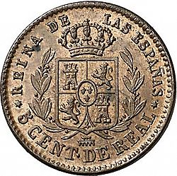 Large Reverse for 5 Céntimos Real 1863 coin