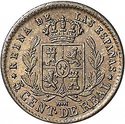 Large Reverse for 5 Céntimos Real 1864 coin