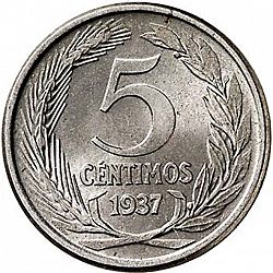 Large Reverse for 5 Céntimos 1937 coin