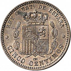 Large Reverse for 5 Céntimos 1879 coin
