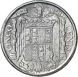 Large Reverse for 5 Céntimos 1940 coin