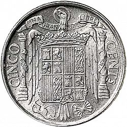 Large Reverse for 5 Céntimos 1941 coin