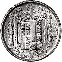 Large Reverse for 5 Céntimos 1945 coin