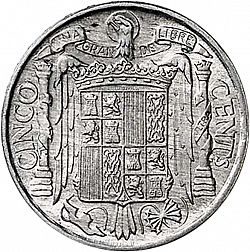 Large Reverse for 5 Céntimos 1953 coin