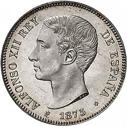 Large Obverse for 5 Pesetas 1875 coin