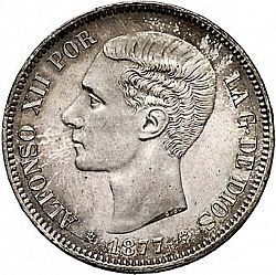 Large Obverse for 5 Pesetas 1877 coin
