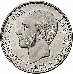 Large Obverse for 5 Pesetas 1882 coin