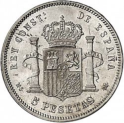 Large Reverse for 5 Pesetas 1882 coin