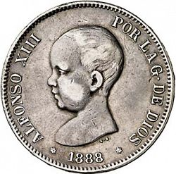 Large Obverse for 5 Pesetas 1888 coin