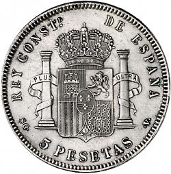 Large Reverse for 5 Pesetas 1899 coin