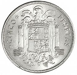 Large Reverse for 5 Pesetas 1949 coin