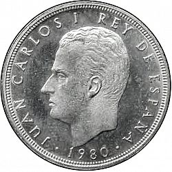 Large Obverse for 5 Pesetas 1980 coin
