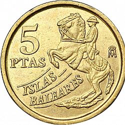 Large Reverse for 5 Pesetas 1997 coin