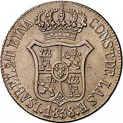 Large Obverse for 6 Cuartos 1838 coin