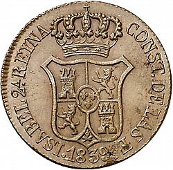 Large Obverse for 6 Cuartos 1839 coin