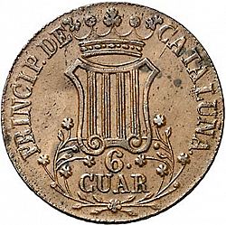 Large Reverse for 6 Cuartos 1845 coin