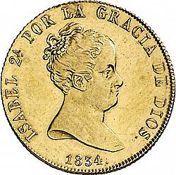 Large Obverse for 80 Reales 1834 coin