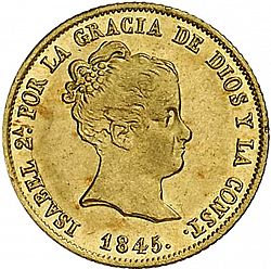 Large Obverse for 80 Reales 1845 coin