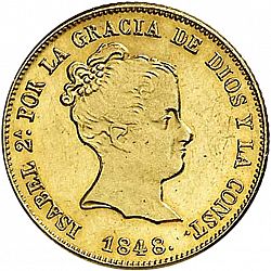 Large Obverse for 80 Reales 1848 coin