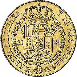 Large Reverse for 80 Reales 1834 coin