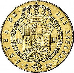 Large Reverse for 80 Reales 1840 coin