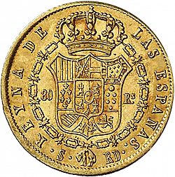 Large Reverse for 80 Reales 1843 coin