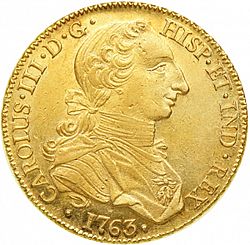 Large Obverse for 8 Escudos 1763 coin