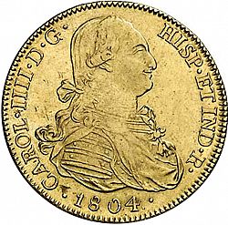 Large Obverse for 8 Escudos 1804 coin