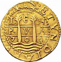 Large Obverse for 8 Escudos 1704 coin
